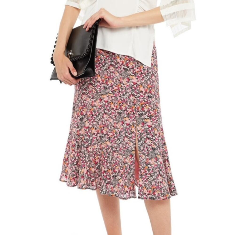 Altuzarra Cottage Silk Floral Ruffle Skirt Medium Pink Coquette Y2K Spring Soft